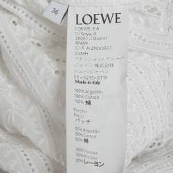 Pre Owned Loewe White Broderie Anglaise Cotton Belted Coat S