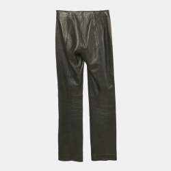 Pre Owned Loewe Black Leather Straight Pants S