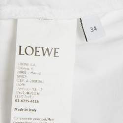 Pre Owned Loewe White Cotton Gathered Tunic Dress S