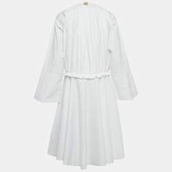 Loewe White Cotton Gathered Tunic Dress S