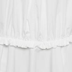 Pre Owned Loewe White Cotton Gathered Tunic Dress S
