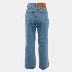 Pre Owned Loewe Blue Denim Anagram Copped Jeans M/Waist 29"