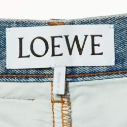 Pre Owned Loewe Blue Denim Anagram Copped Jeans M/Waist 29"