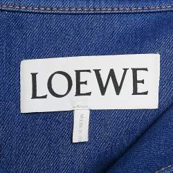 Pre Owned Loewe Blue Anagram Leather Trim  Pocket Denim Workwear Jacket XS
