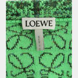 Loewe Green Oversized Anagram V-Neck Sweater XS