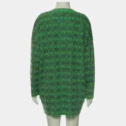 Loewe Green Oversized Anagram V-Neck Sweater XS
