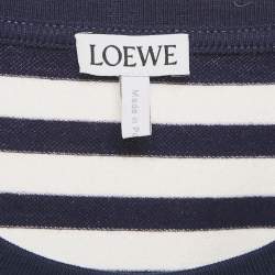 Loewe Navy Blue/White Stripe Jersey Logo Embroidery Slim Fit T-Shirt XL