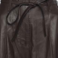 Loewe Brown/Black Leather Wide Leg Trouser S