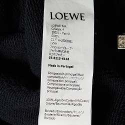 Loewe Navy Blue Anagram Embroidered Cotton Hoodie S