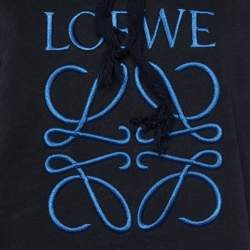Loewe Navy Blue Anagram Embroidered Cotton Hoodie S