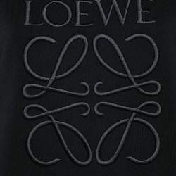مملوكة مسبقًا Loewe Black Logo Embroidery Cotton Crew Neck Sweatshirt S