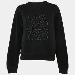 Loewe Black Logo Embroidery Cotton Crew Neck Sweatshirt S