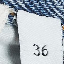 Pre Owned Loewe Blue Denim Anagram Detail Cropped Jeans S Waist 26"