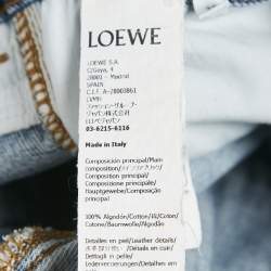 Pre Owned Loewe Blue Denim Anagram Detail Cropped Jeans S Waist 26"
