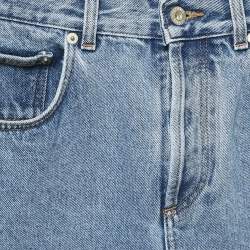 Pre Owned Loewe Blue Denim Anagram Detail Cropped Jeans S Waist 26"