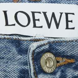 Pre Owned Loewe Blue Denim Anagram Detail Cropped Jeans S Waist 26"