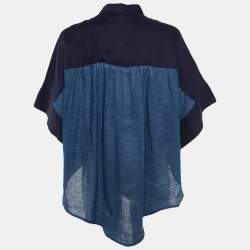 Loewe X Paula's Ibiza Blue Linen Button Front Oversized Shirt S 