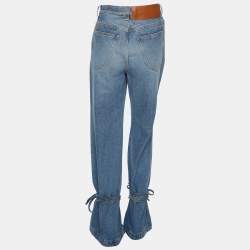 Loewe Washed Blue Denim Tie Cut Panel Jeans S
