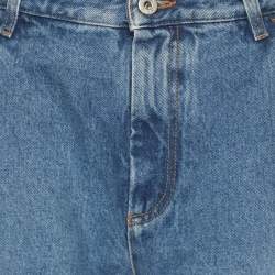 Loewe Washed Blue Denim Tie Cut Panel Jeans S