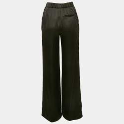 Pre Owned Loewe Black Satin Silk Wide-Leg Trousers XS