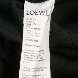 Loewe Black Angaram Embroidered Rib Knit Fitted Crop Top L