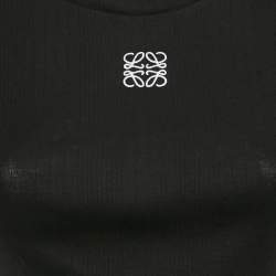 Loewe Black Angaram Embroidered Rib Knit Fitted Crop Top L