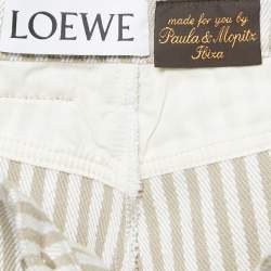 Loewe Beige/White Striped Denim Fringed Jeans S Waist 28"
