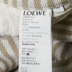 Loewe Beige/White Striped Denim Fringed Jeans S Waist 28"