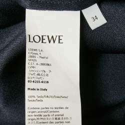 Loewe Navy Blue Satin Chain Detail Short Shirt Dress S