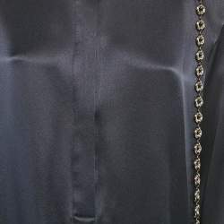 Loewe Navy Blue Satin Chain Detail Short Shirt Dress S