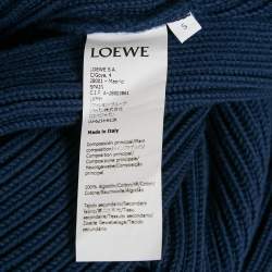 Pre Owned Loewe Navy Blue Cotton Rib Knit & Tie Detail Open Back Sweater S