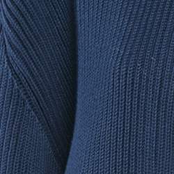 Pre Owned Loewe Navy Blue Cotton Rib Knit & Tie Detail Open Back Sweater S