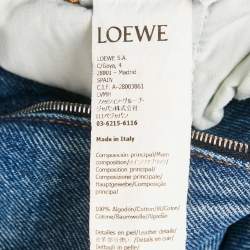 Pre Owned Loewe Blue Anagram Engraved Denim Straight Leg Jeans S Waist 27"
