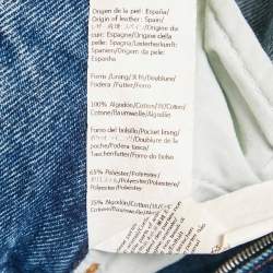 Pre Owned Loewe Blue Anagram Engraved Denim Straight Leg Jeans S Waist 27"