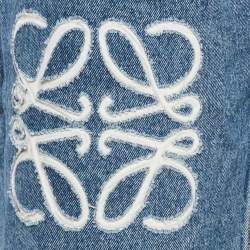 Pre Owned Loewe Blue Anagram Engraved Denim Straight Leg Jeans S Waist 27"