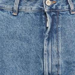 Pre Owned Loewe Blue Anagram Engraved Denim Straight Leg Jeans S Waist 27"