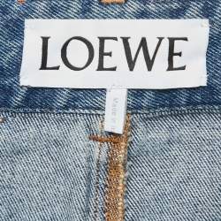 Pre Owned Loewe Blue Anagram Engraved Denim Straight Leg Jeans S Waist 27"