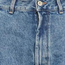 Pre Owned Loewe Blue Anagram Engraved Denim Straight Leg Jeans S Waist 27"