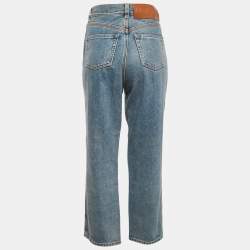 Pre Owned Loewe Light Blue Denim Anagram Detail Straight Leg Jeans M Waist 28"