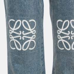 Pre Owned Loewe Light Blue Denim Anagram Detail Straight Leg Jeans M Waist 28"