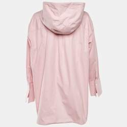 Pre Owned Loewe Pink Monogram Cotton Button Front Hooded Shirt XXL