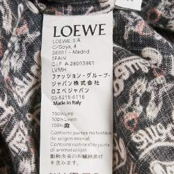 Pre Owned Loewe x Paula & Mopitz Ibiza Navy Blue Printed Linen Collared Tunic XS
