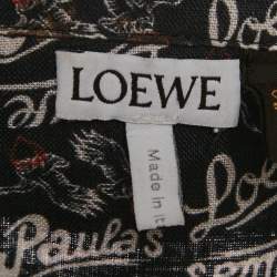 Pre Owned Loewe x Paula & Mopitz Ibiza Navy Blue Printed Linen Collared Tunic XS