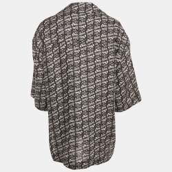 Pre Owned Loewe x Paula & Mopitz Ibiza Navy Blue Printed Linen Collared Tunic XS