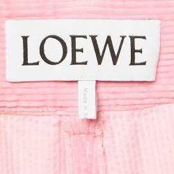Pre Owned Loewe Pink Anagram Corduroy Wide Leg Pants M
