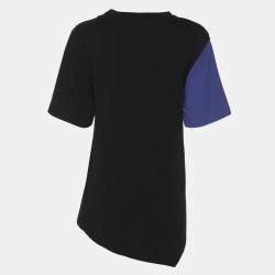 Pre Owned Loewe Black/Blue Jersey Asymmetric T-Shirt M