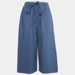 مملوكة مسبقًا Loewe Blue Cotton Raw Edge Detail Wide Leg Trousers S