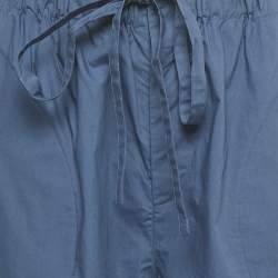 Pre Owned Loewe Blue Cotton Raw Edge Detail Wide Leg Trousers S