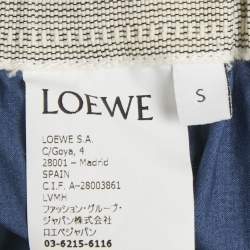 Pre Owned Loewe Blue Cotton Raw Edge Detail Wide Leg Trousers S