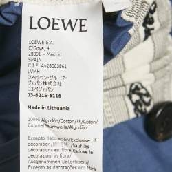 Pre Owned Loewe Blue Cotton Raw Edge Detail Wide Leg Trousers S